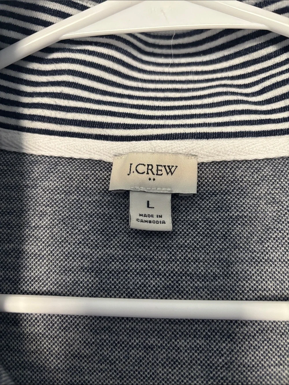 J. Crew Navy and White Striped Quarter-Zip Pullover